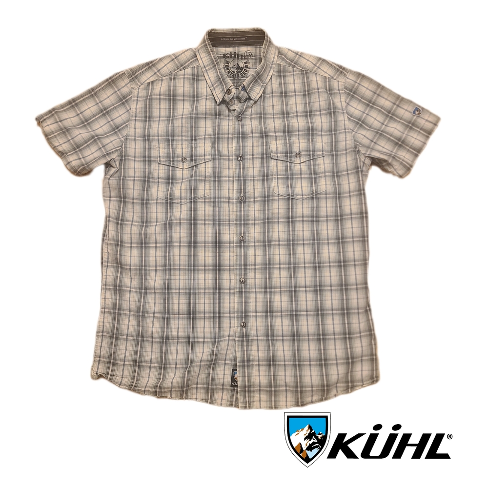 Kuhl Plaid Short sleeve button up blue green - size large